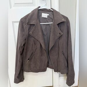 Lush Suede Women’s Moto Jacket Size S Zipper Short Brown Motorcycle Neutral